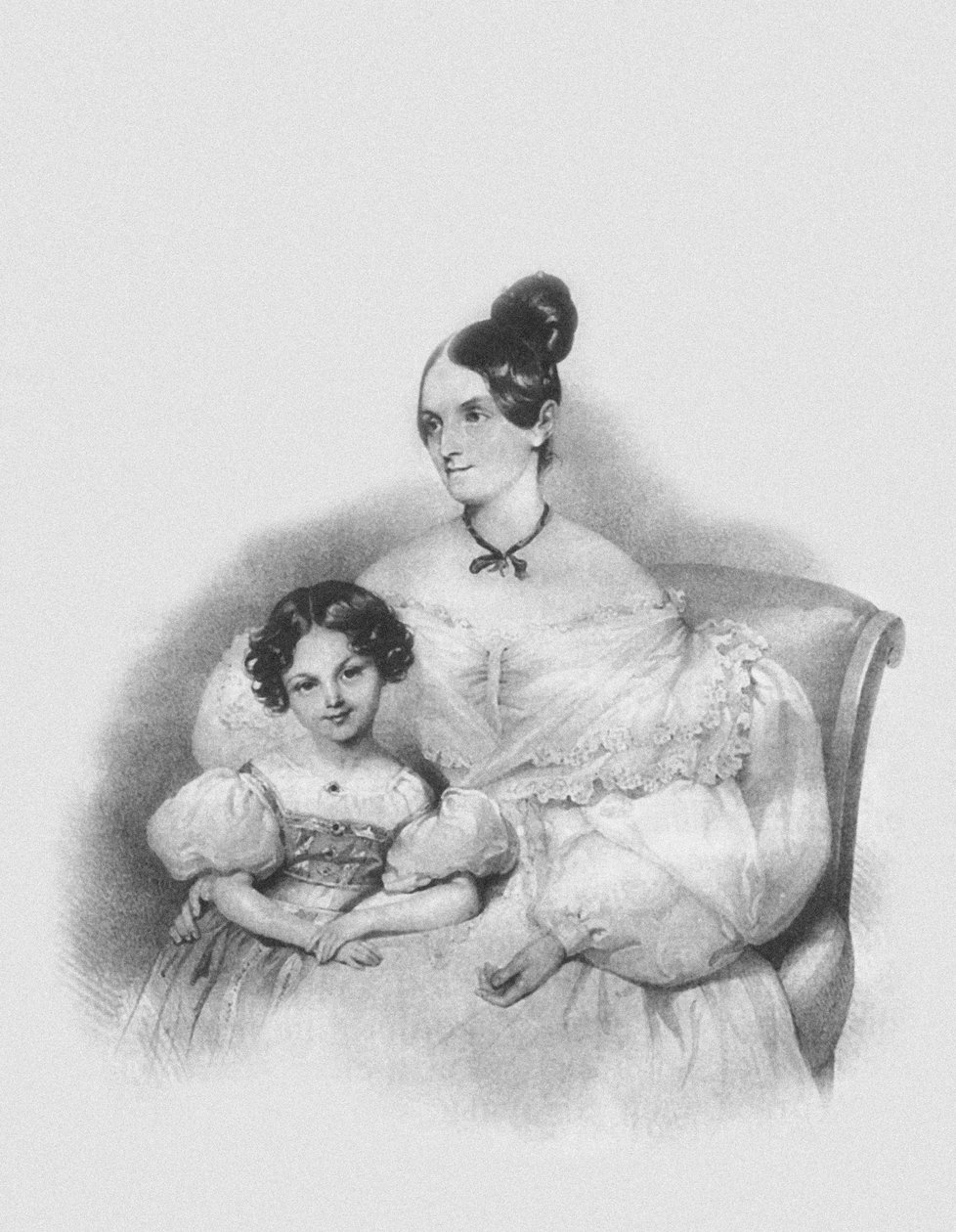 Portræt af Olga Narychkina Potocki med deres datter Sophie 1802-1861, 1835 af Josef Nikolaus Kriehuber