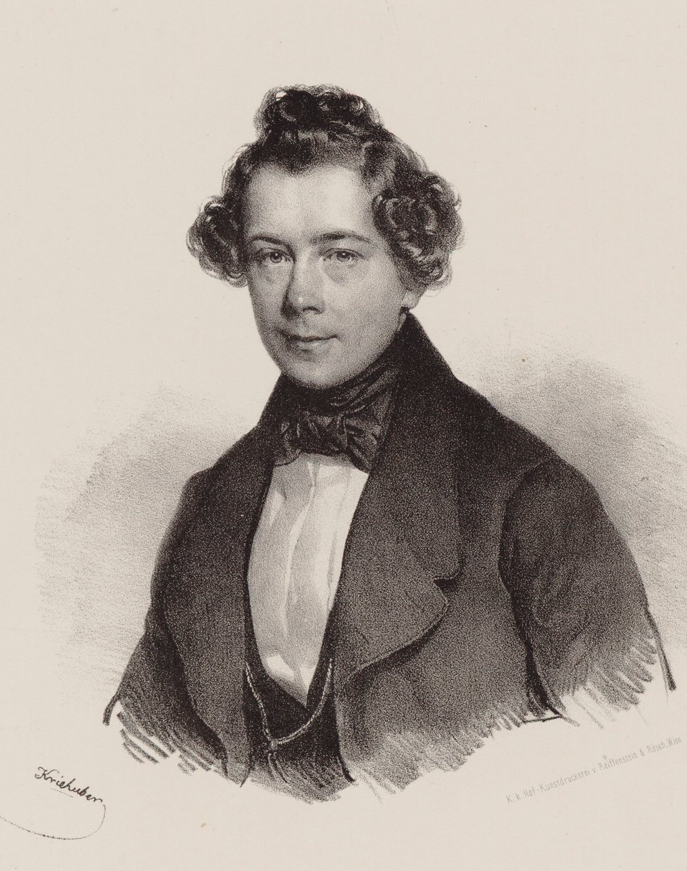 Portræt af komponisten Joseph Lanner 1801-1843, 1830. af Josef Nikolaus Kriehuber