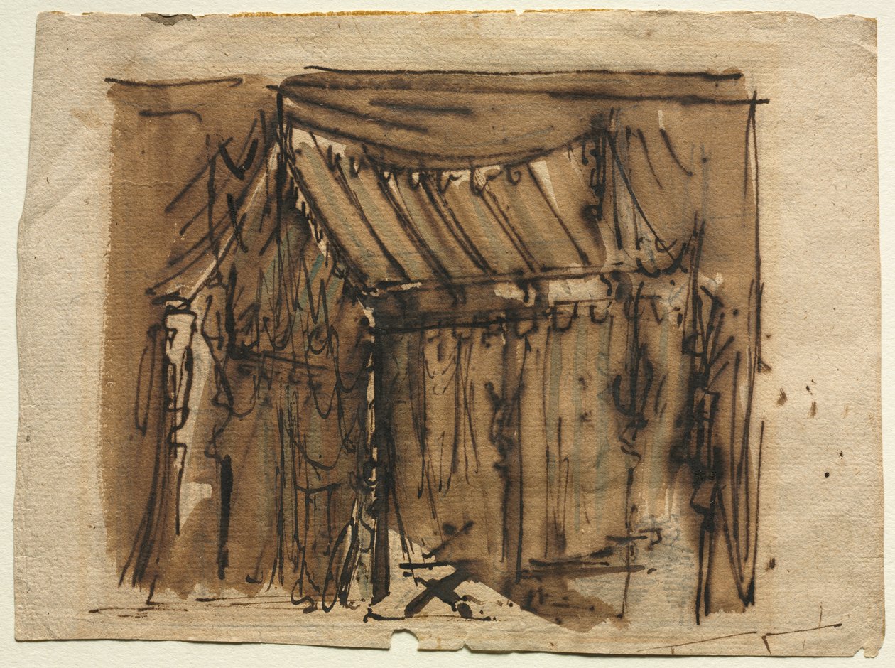 Telt (recto); To skitser (verso) af Josef Platzer