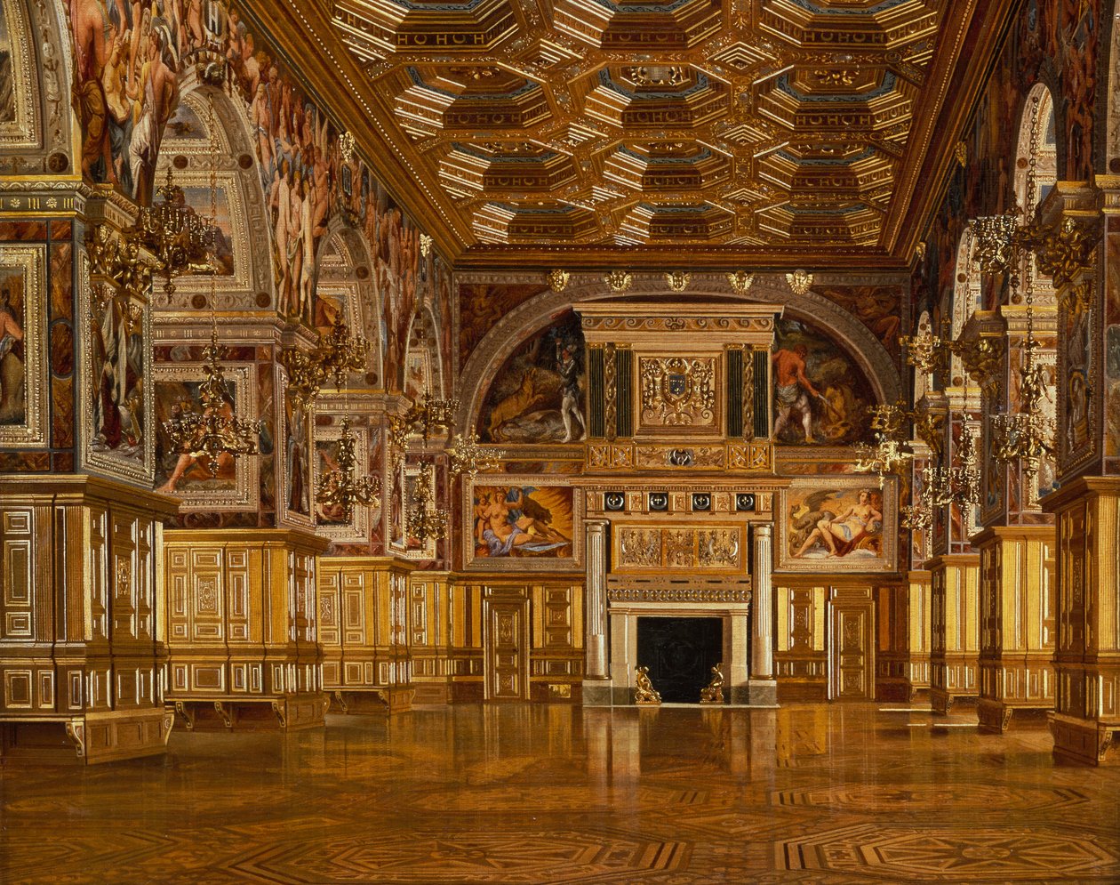 The Ballroom of Fontainebleau (olie på lærred) af Josef Theodor Hansen