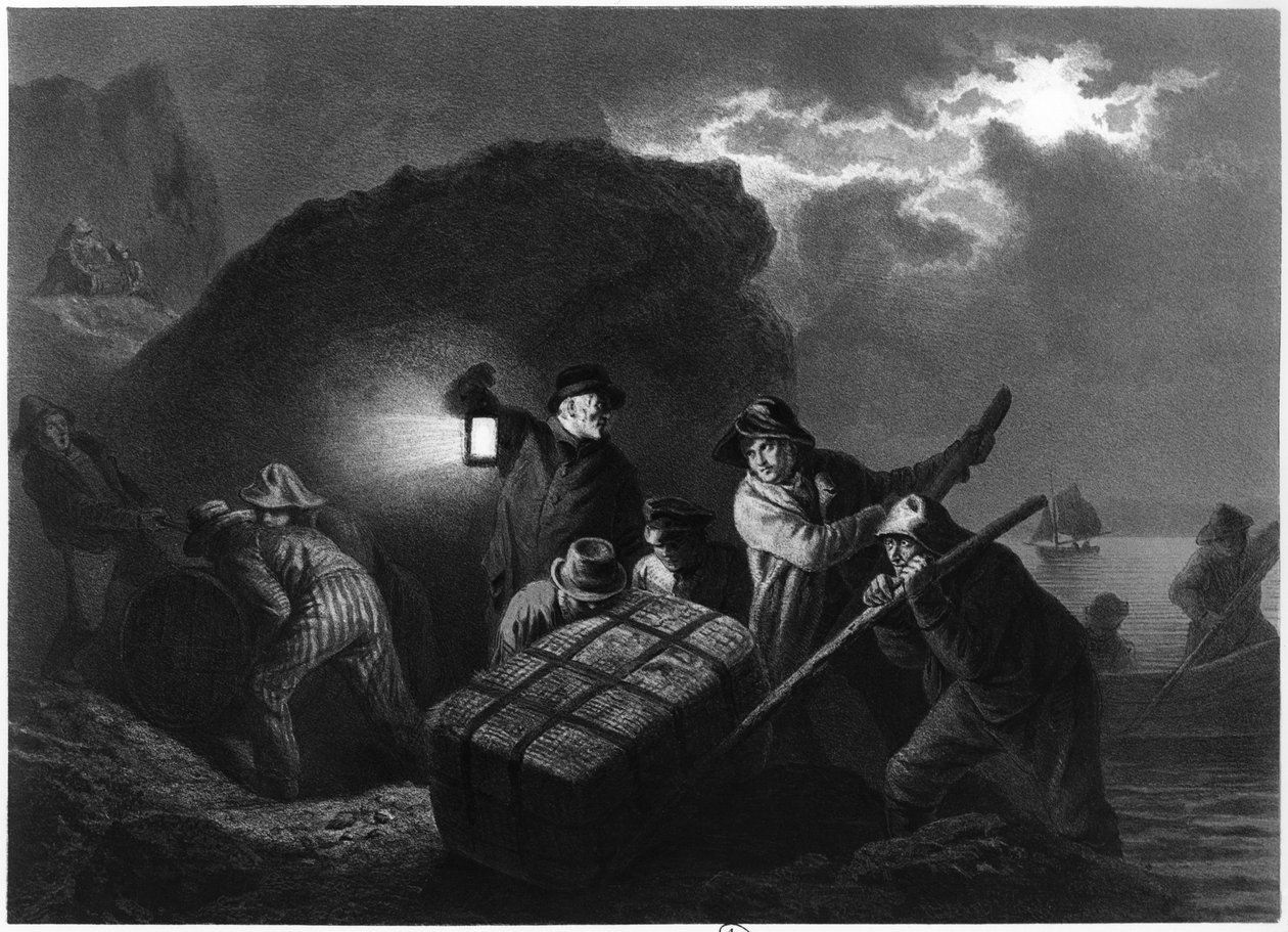 Smuglere på Sveriges østkyst, begyndelsen af det 19. århundrede af Josef Wilhelm Wallander