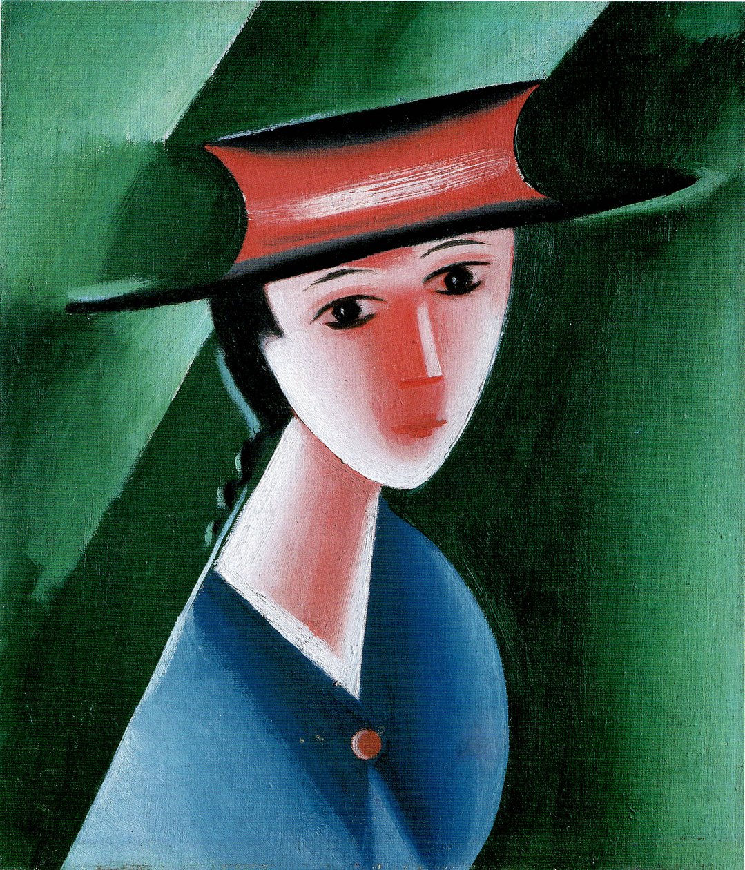 Pige med rød hat, 1915 af Josef Čapek