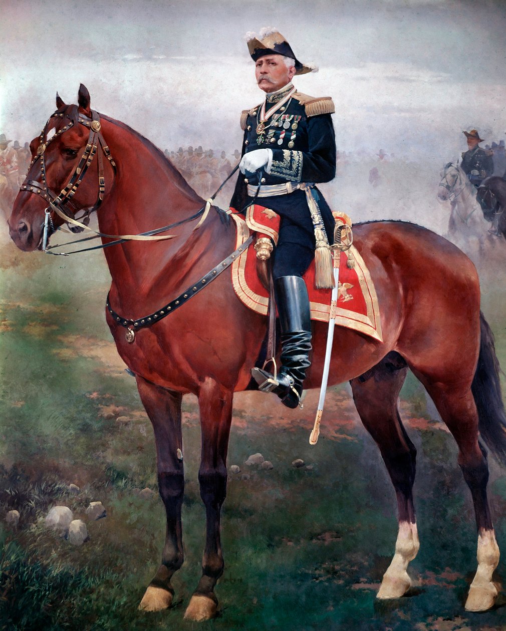 Ridesportræt af Porfirio Diaz (1828-1915), revolutionær og mexicansk præsident Maleri af Jose Cusachs (1851-1908) Mexico City, National Museum of History, Chapultepec Castle af Josep Cusachs y Cusachs