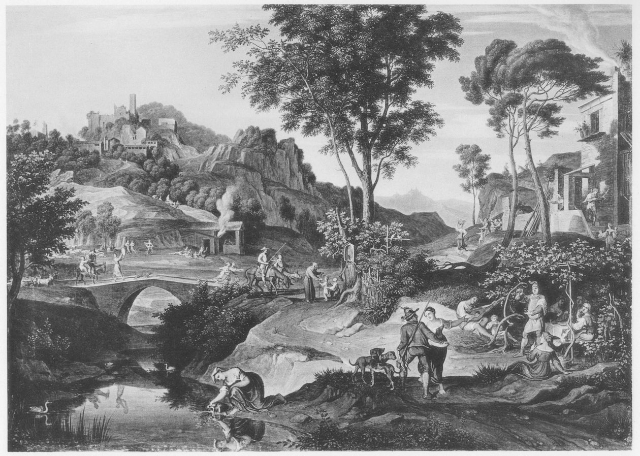 Italiensk landskab med Don Quijote af Joseph Anton Koch
