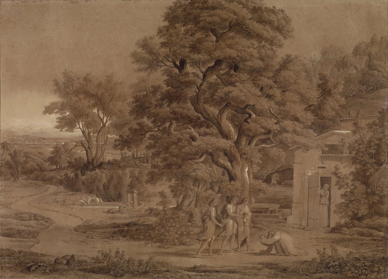 Landskab med Abraham og de tre engle i Mambre -dalen af Joseph Anton Koch