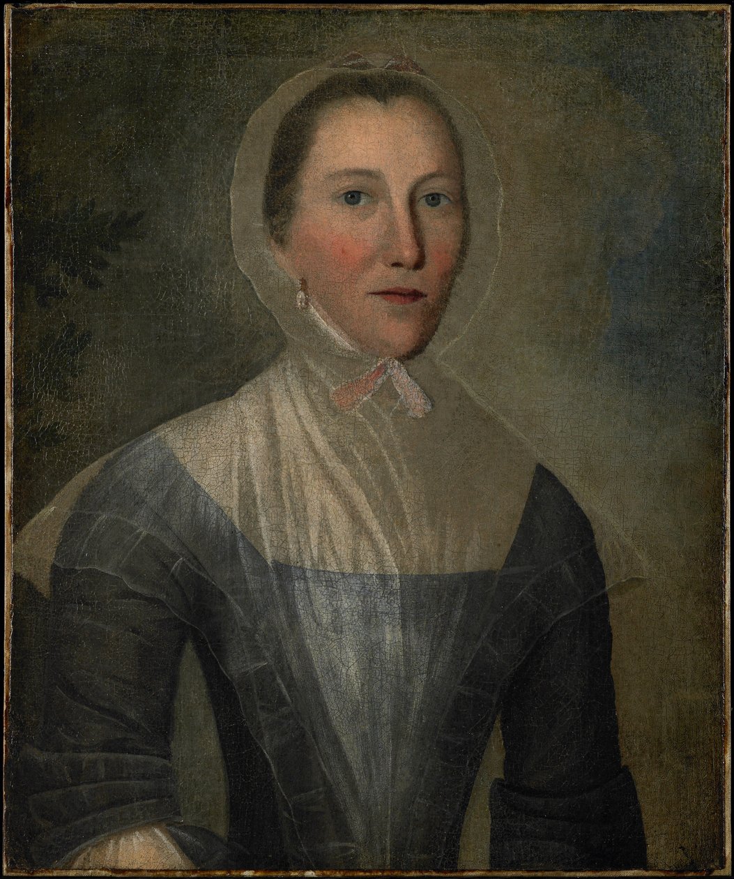 Portræt af Mary Crosswell, 1763 (olietype på stof) af Joseph Badger