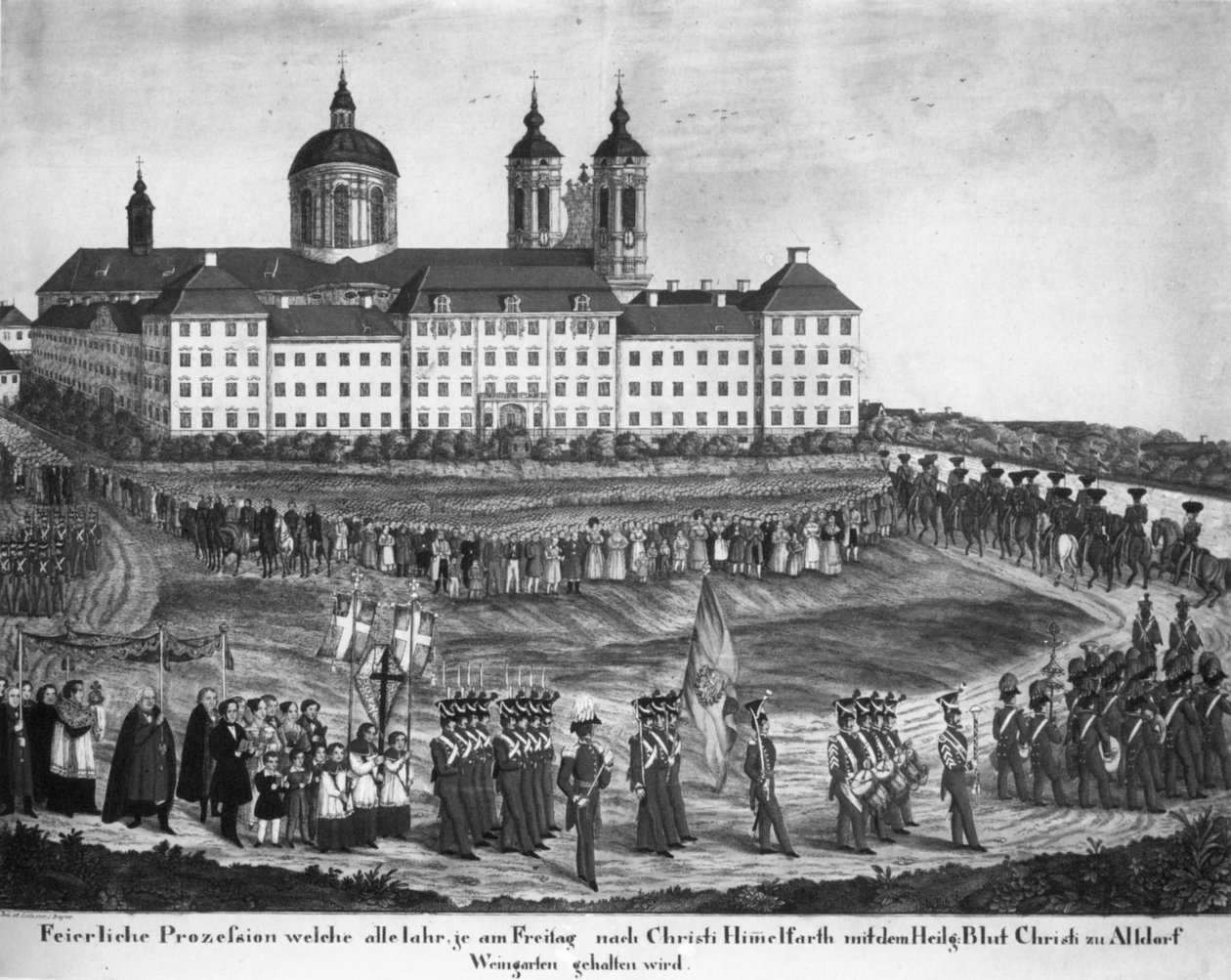 Holy Blood procession i Altdorf-Weingarten, omkring 1840 (før 1848) af Joseph Bayer