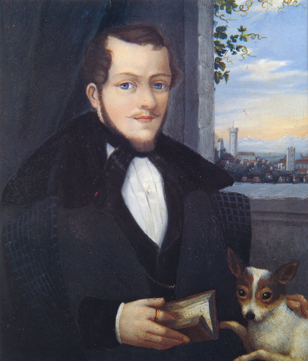 Selvportræt af Joseph Bayer med hund af Joseph Bayer