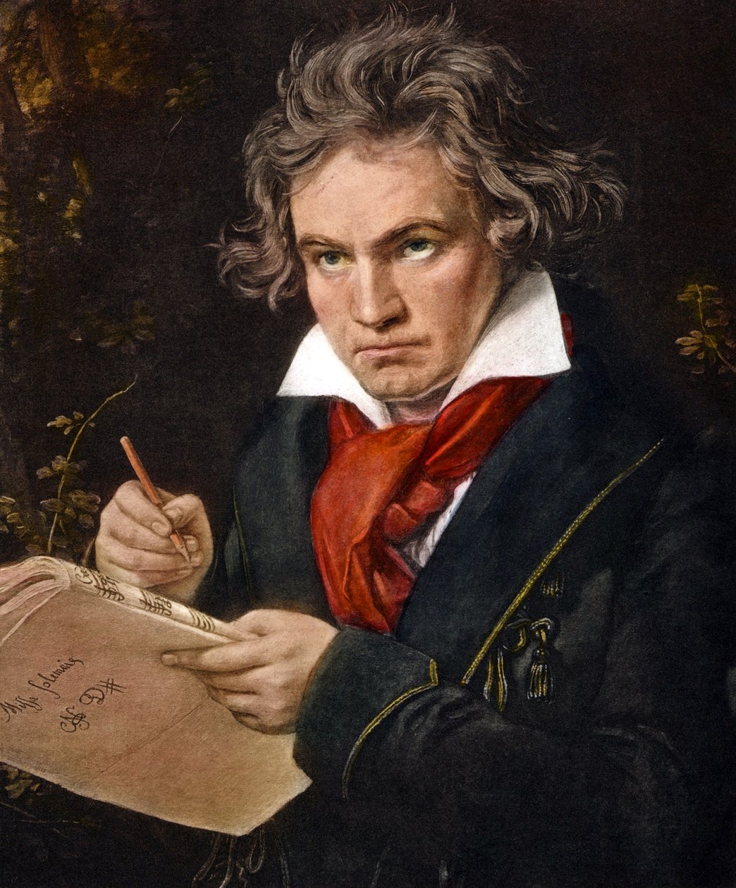 Ludwig van Beethoven holder Missa Solemnis farve litho af Joseph Carl Stieler