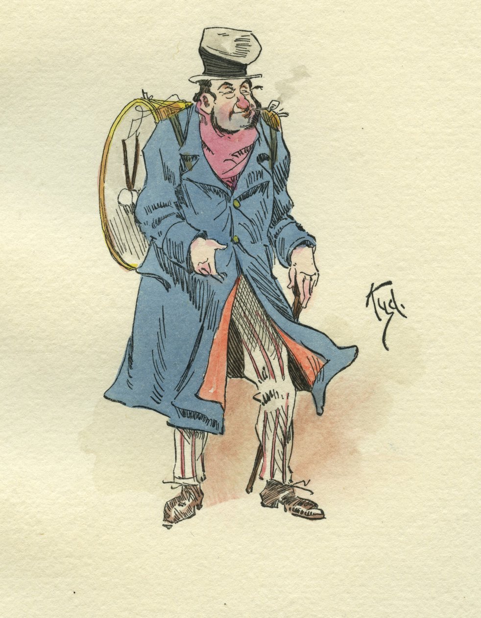 Karakter fra Dombey and Son (blæk og wc på papir) af Joseph Clayton Clarke