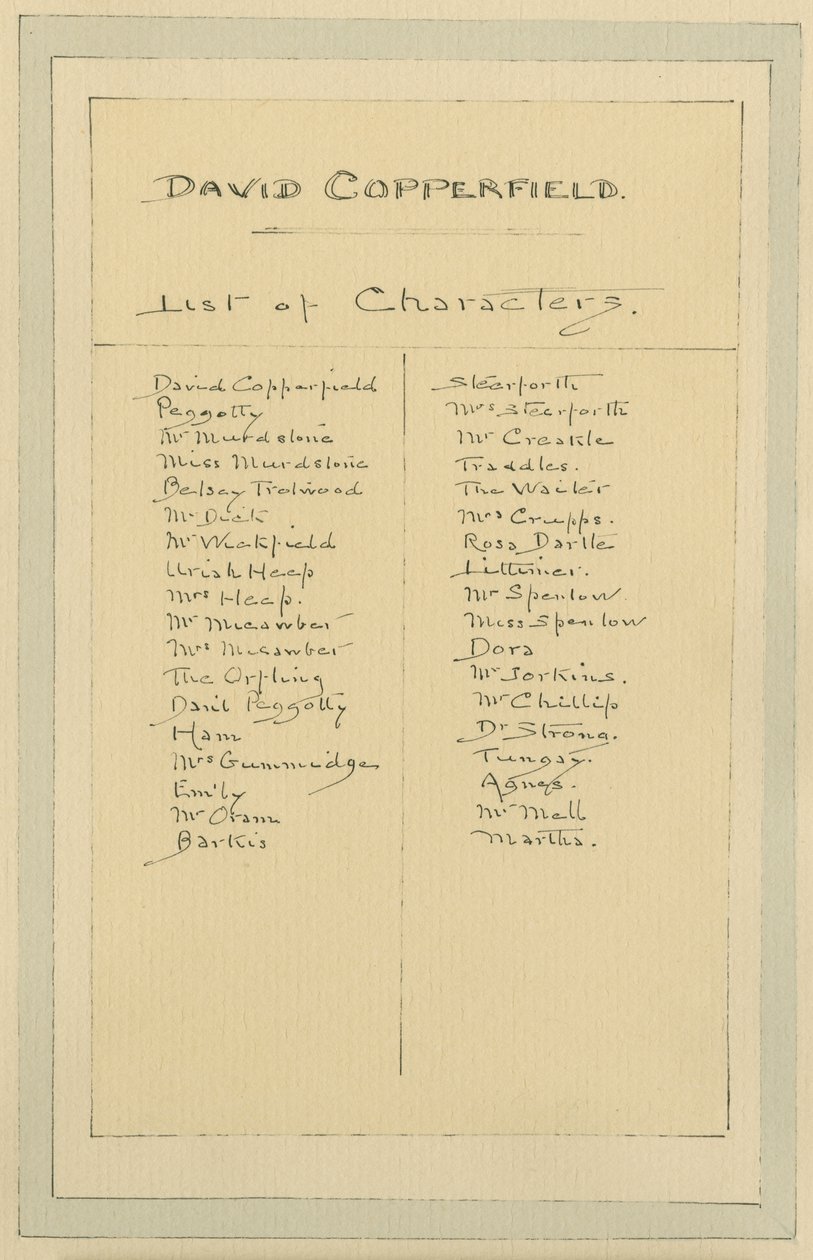 Liste over tegn, ca. 1920