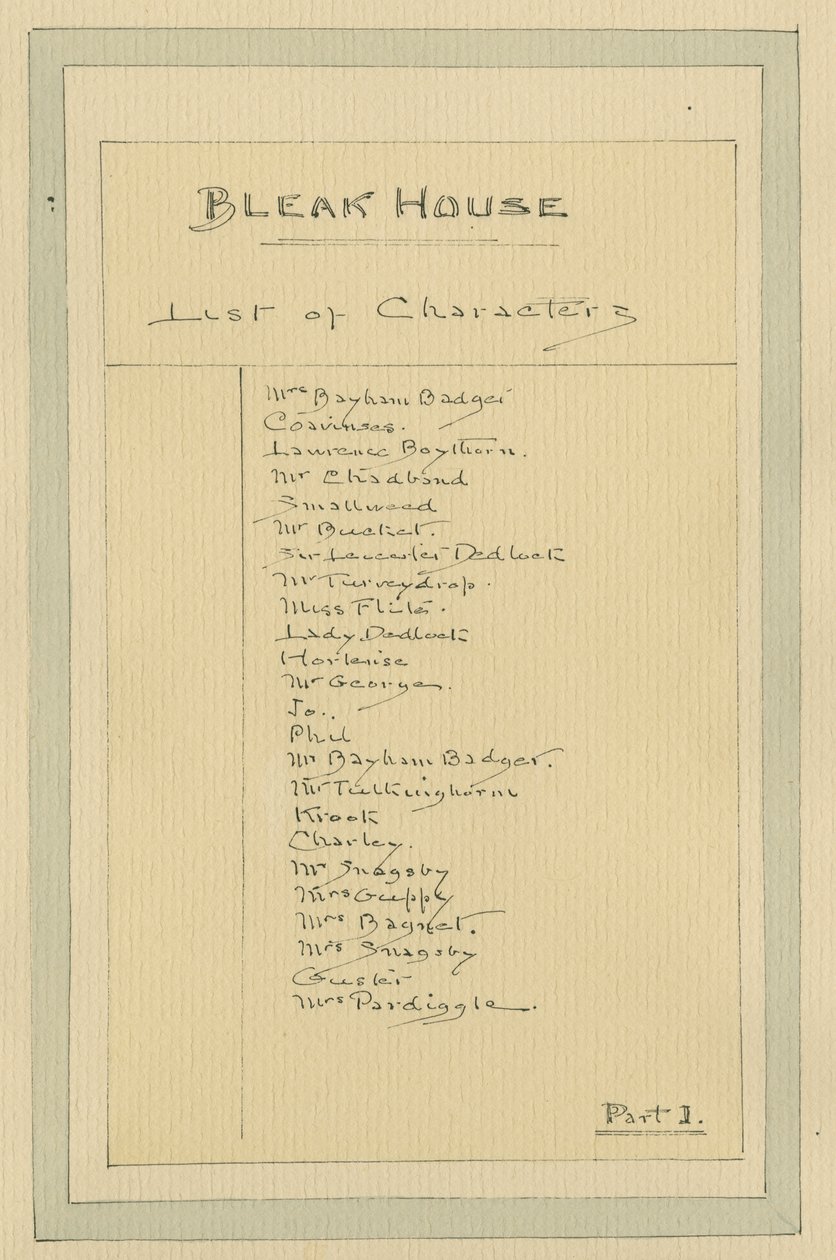 Liste over karakterer, ca. 1920