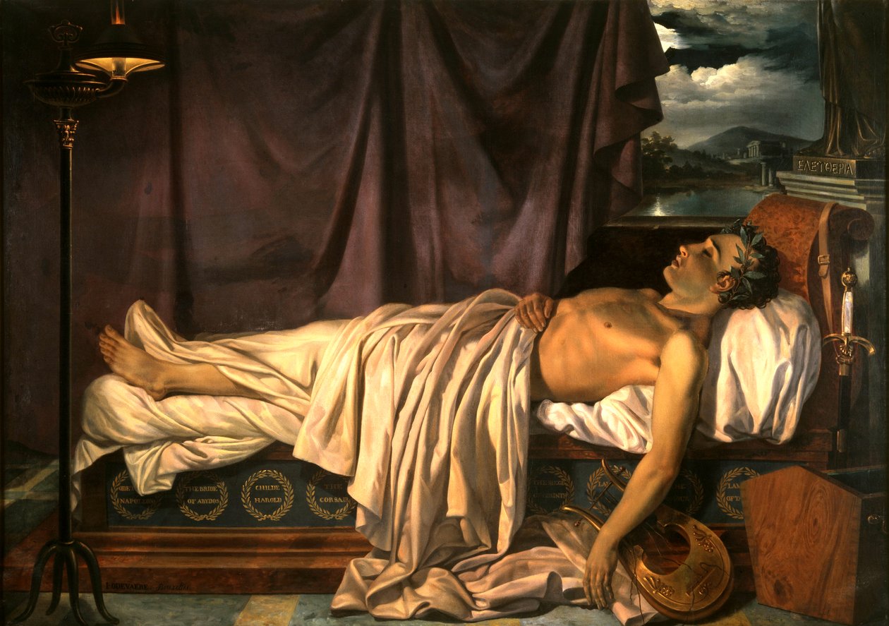 Lord Byron på sit dødsleje af Joseph Dionysius Odevaere