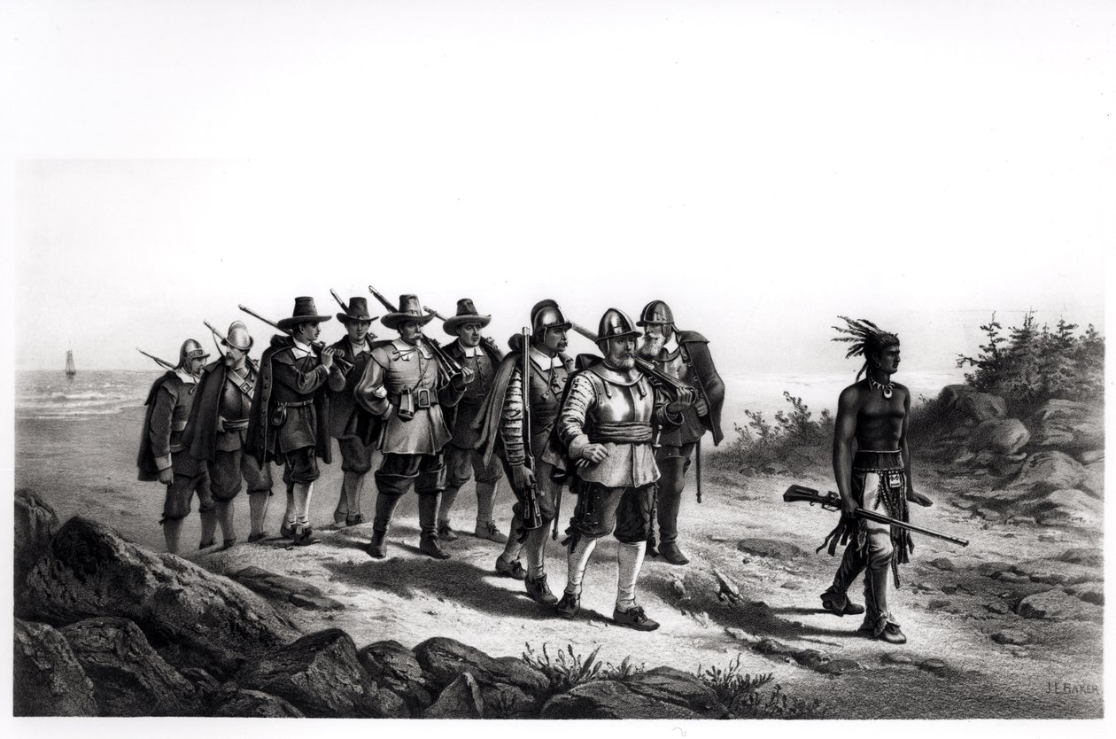 Miles Standishs march, graveret af Armstrong und Co. i 1873 af Joseph Baker