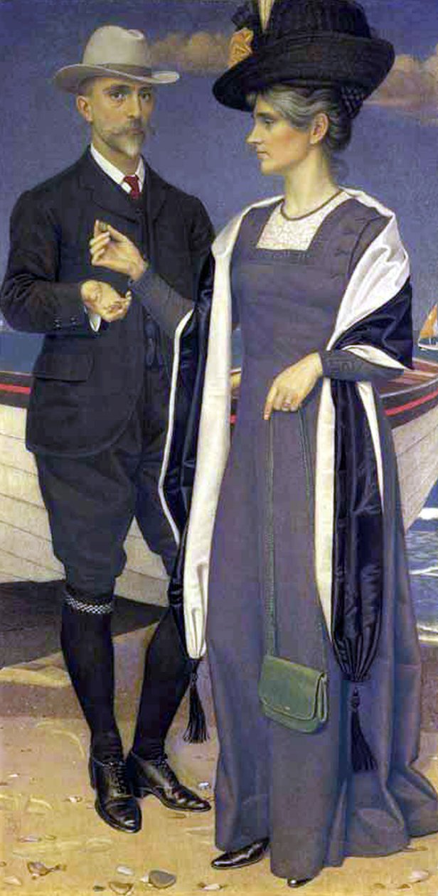 Agaten (Portræt af kunstneren og hans kone), 1911 (tempera på linned) af Joseph Edward Southall