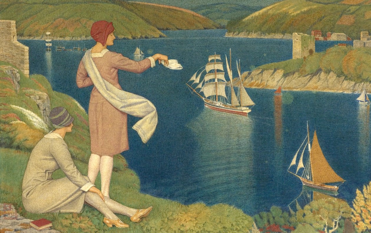 The Return, 1930 (tempera på stof (muligvis silke)) af Joseph Edward Southall