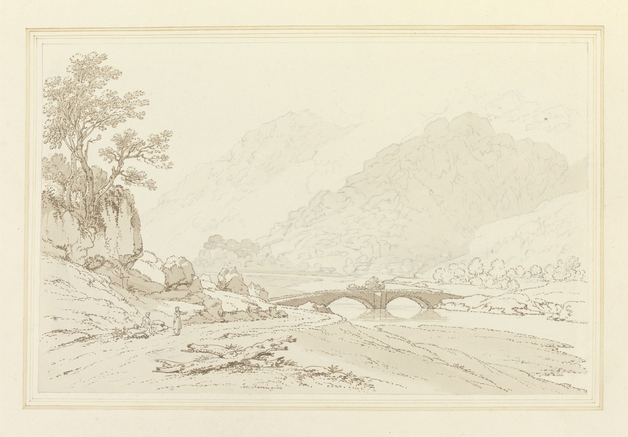 The Grange of Borrodale (pen og blæk med wc over grafit på vævet papir) af Joseph Farington