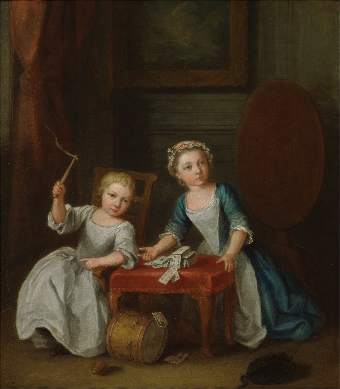 Børn på spil, sandsynligvis kunstnernes søn Jacobus og datteren Maria Joanna Sophia af Joseph Francis Nollekens