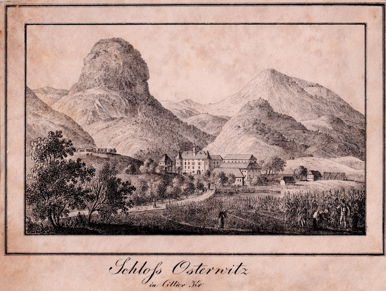 Castle Osterwitz im Sanntal (Ojstrica nær St. George ved Tabor) vestlige Celje af Joseph Franz Kaiser