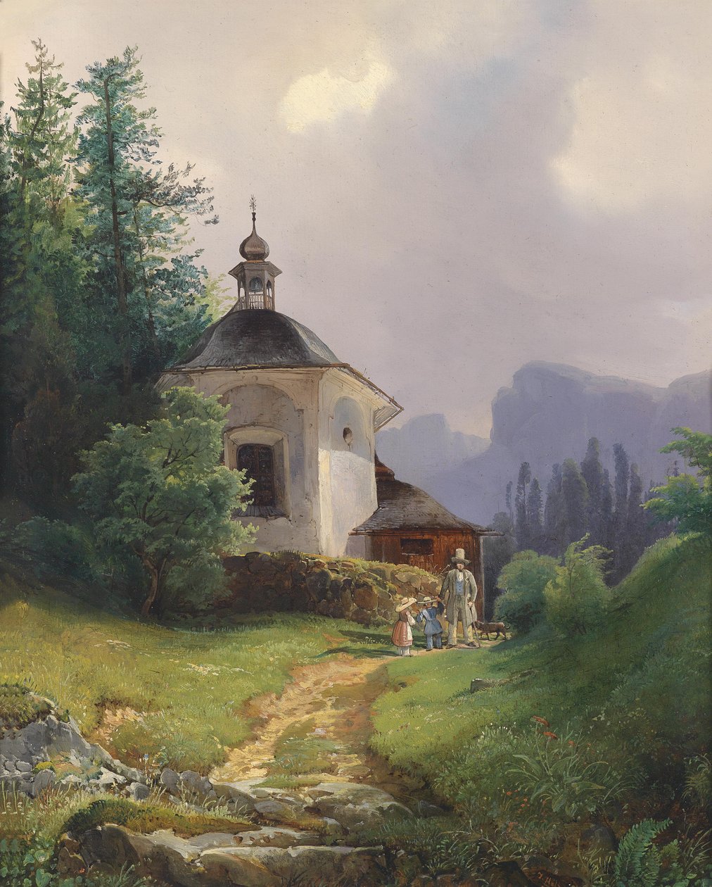 Kapel på Kalvarienberge i Lahn nær Hailstadt (Hallstatt) af Joseph Holzer