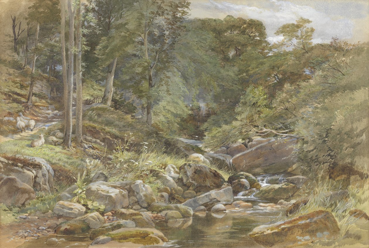Larpool Beck, Whitby (wc med gouache på papir) af Joseph John Jenkins