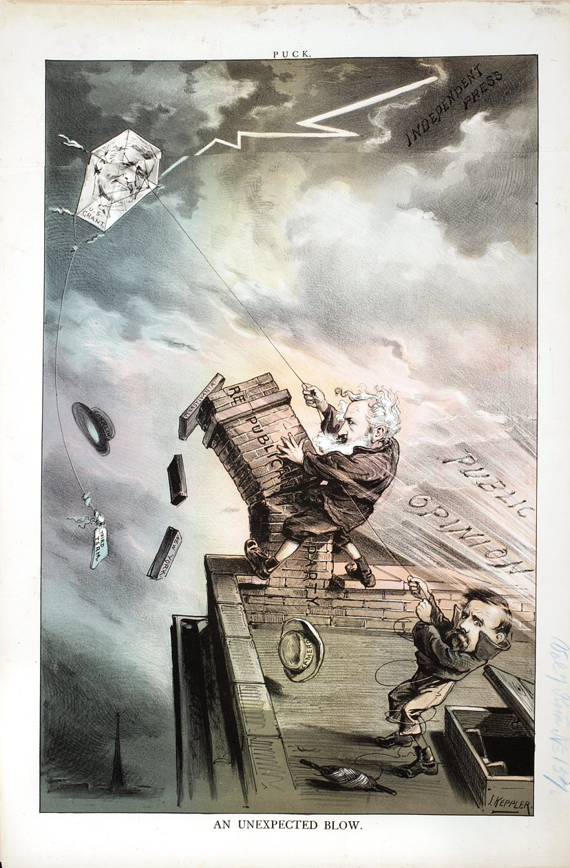 Et uventet slag, 1880 af Joseph Keppler