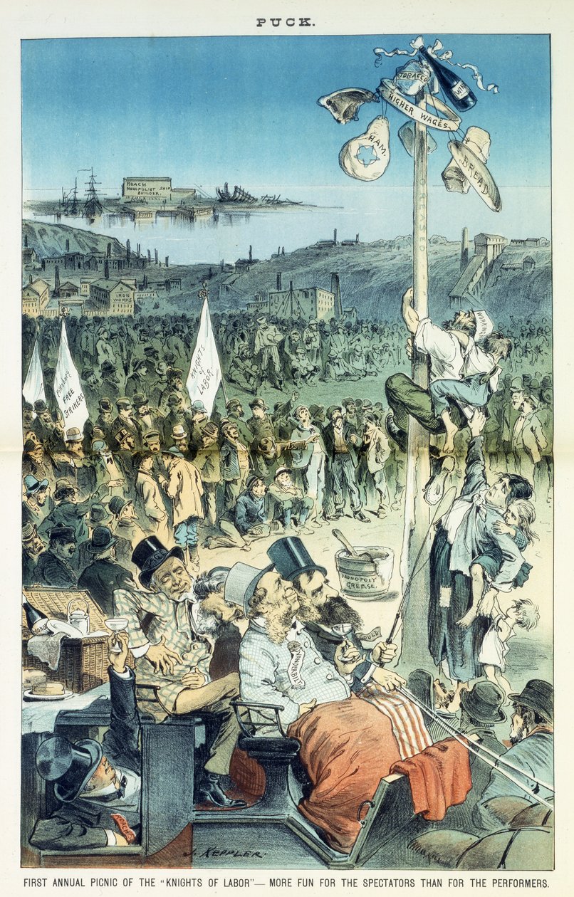 Første årlige picnic for Knights of Labor - sjovere for tilskuerne end for de optrædende, 1882 af Joseph Keppler