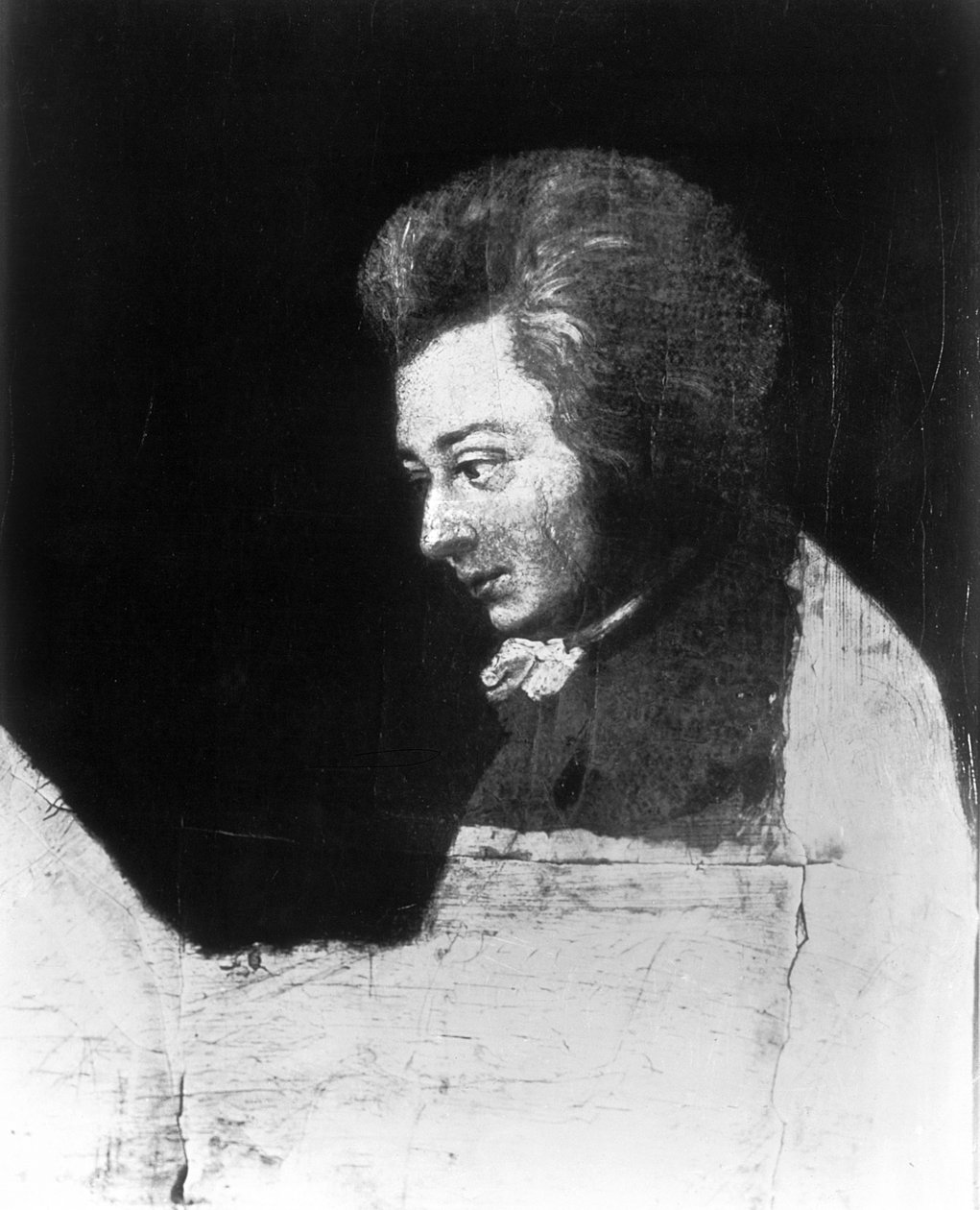 Ufærdigt portræt af Wolfgang Amadeus Mozart (1756-91) af Joseph Lange