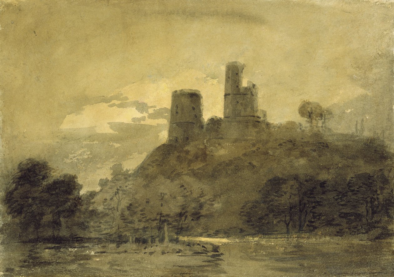 Et slot ved en flod, måneskin af Joseph Mallord William Turner