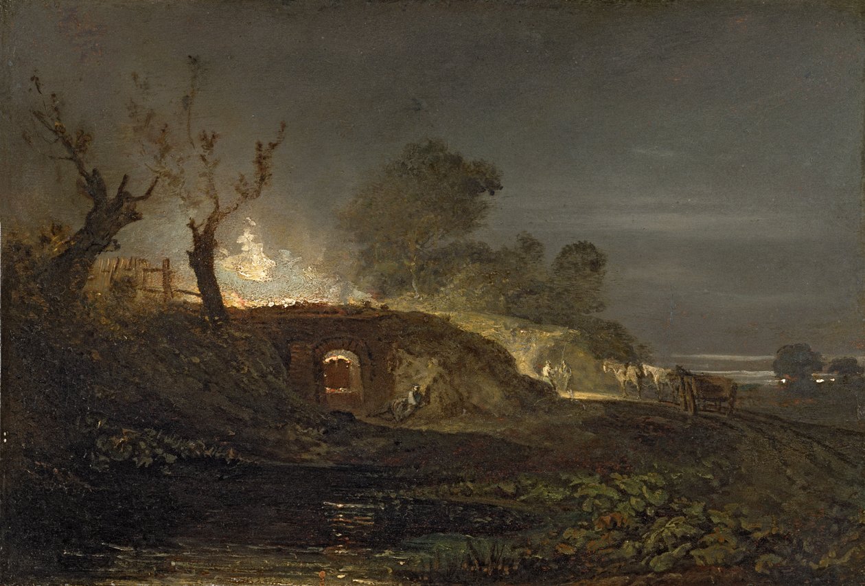 En kalkovn ved Coalbrookdale, ca. 1797 af Joseph Mallord William Turner
