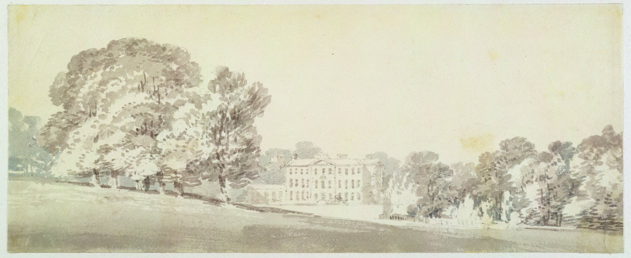 Et tre-etagers georgiansk hus i en park, ca. 1795 (vask over grafit på papir) af Joseph Mallord William Turner