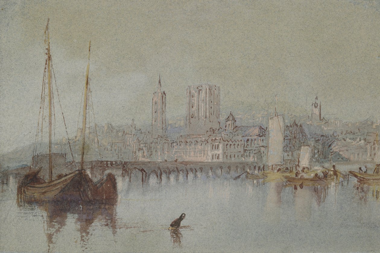 Beaugency, ca. 1830 (akvarel med kropsfarve og pen og rødbrunt blæk) af Joseph Mallord William Turner