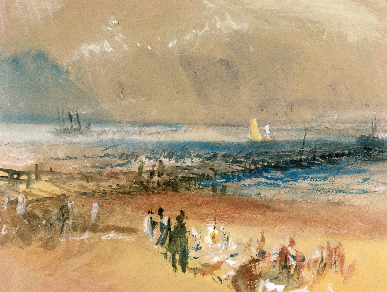 Både ved Margate Pier (kropsfarve på brungrå papir) af Joseph Mallord William Turner