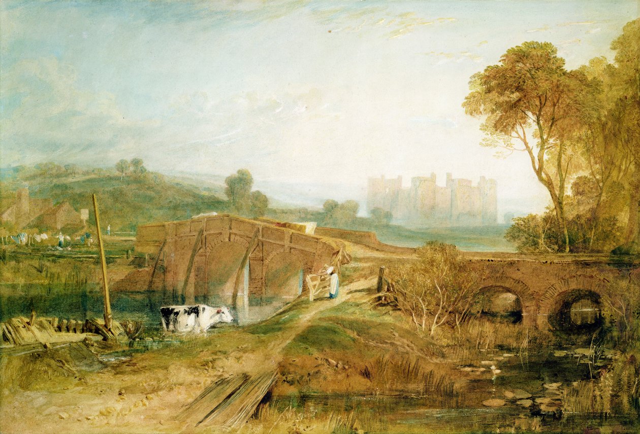Bodiam Castle, Sussex (blyant og wc med gummi arabicum på papir) af Joseph Mallord William Turner