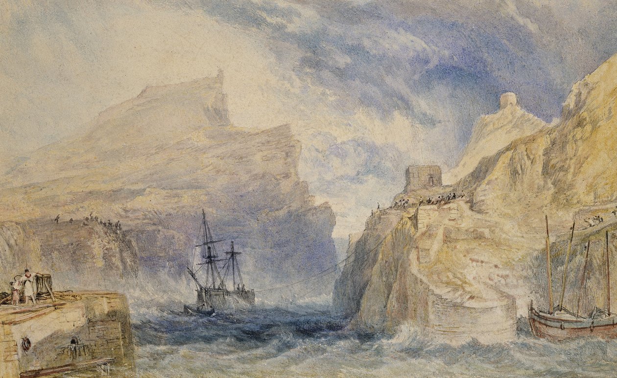 Boscastle, Cornwall, ca. 1824 (akvarel over grafit med pen og sort blæk) af Joseph Mallord William Turner