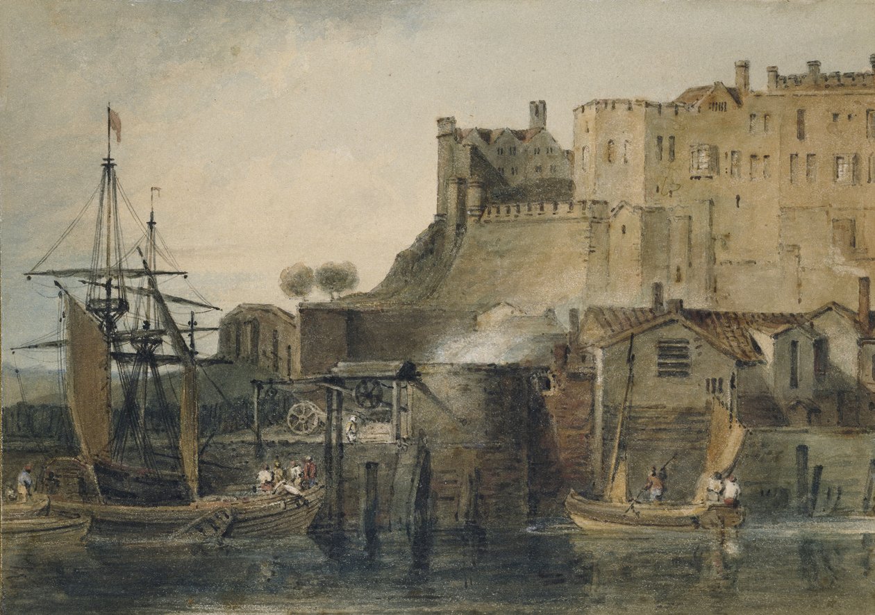 Chester Castle, ca. 1805 (akvarel over grafit, med pen og blæk og ridser ud) af Joseph Mallord William Turner