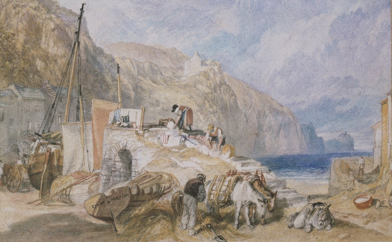 Combe Martin, Devonshire, ca. 1824 (akvarel over grafit med pen og sort blæk) af Joseph Mallord William Turner