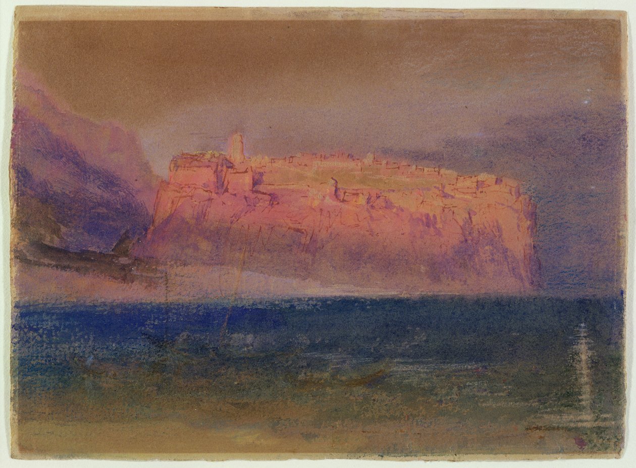 Corsica, (Monaco) ca. 1830-35 (wc på brunt papir) af Joseph Mallord William Turner