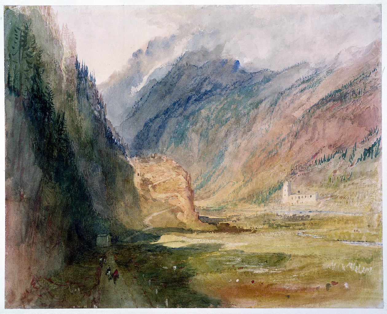 Couvent du Bonhomme, Chamonix, ca. 1836-42 (wc med udskrabning på papir) af Joseph Mallord William Turner