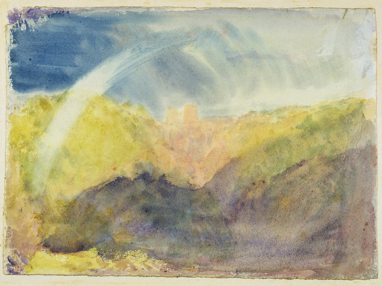 Crichton Castle (Bjerglandskab med en regnbue) ca. 1818 (wc over grafit på vævet papir) af Joseph Mallord William Turner
