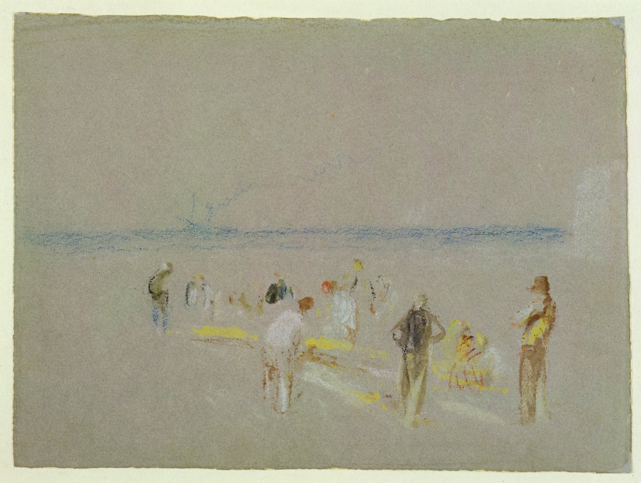 Cricket on the Goodwin Sands (kridt, wc og bodycolour på papir) af Joseph Mallord William Turner