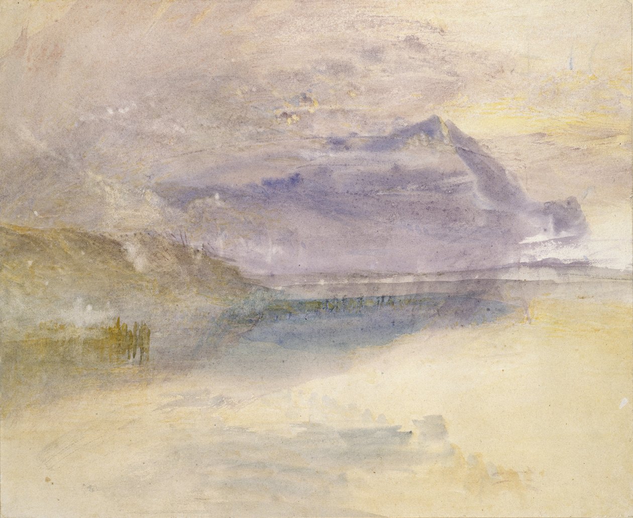 Aften: Sky på Rigi-bjerget, set fra Zug, ca. 1841 af Joseph Mallord William Turner