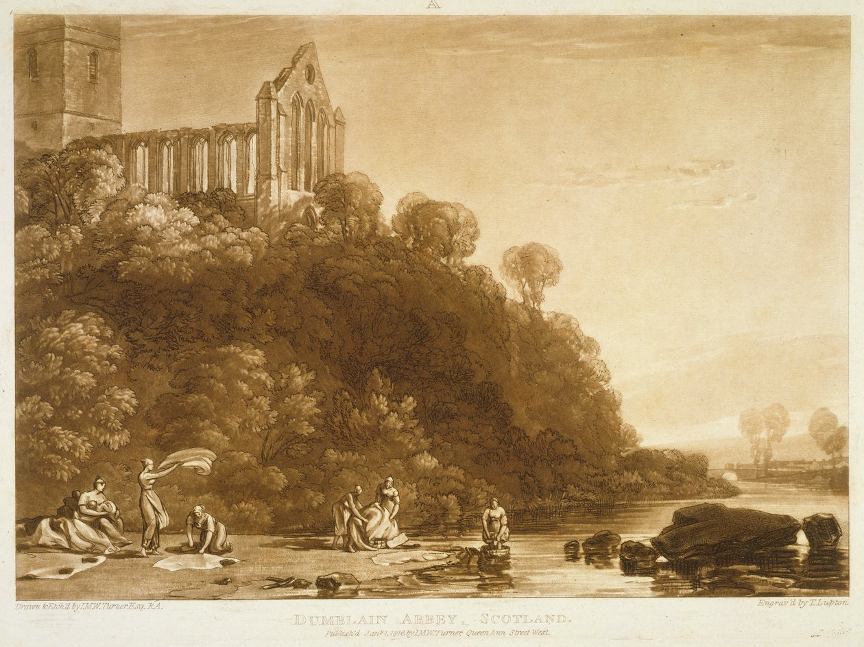 F.56.II Dumblain Abbey, fra "Liber Studiorum", graveret af Thomas Lupton, 1816 af Joseph Mallord William Turner