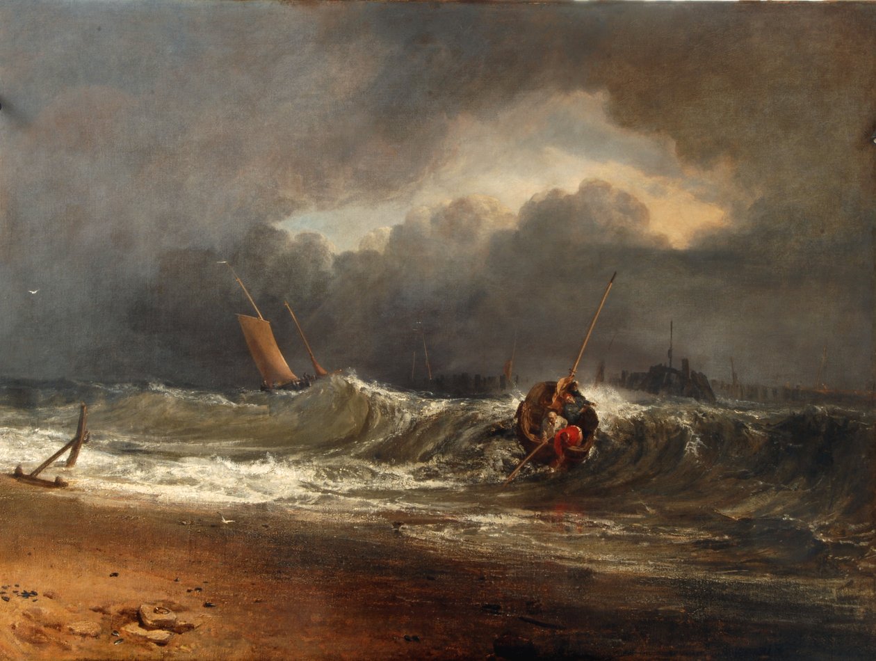 Fiskere på en læ-kyst i dårligt vejr af Joseph Mallord William Turner