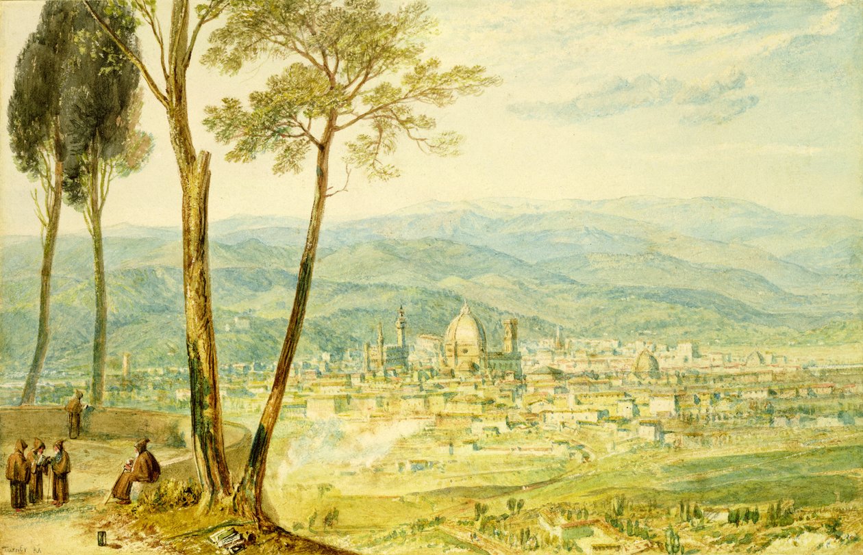 Firenze fra vejen til Fiesole af Joseph Mallord William Turner