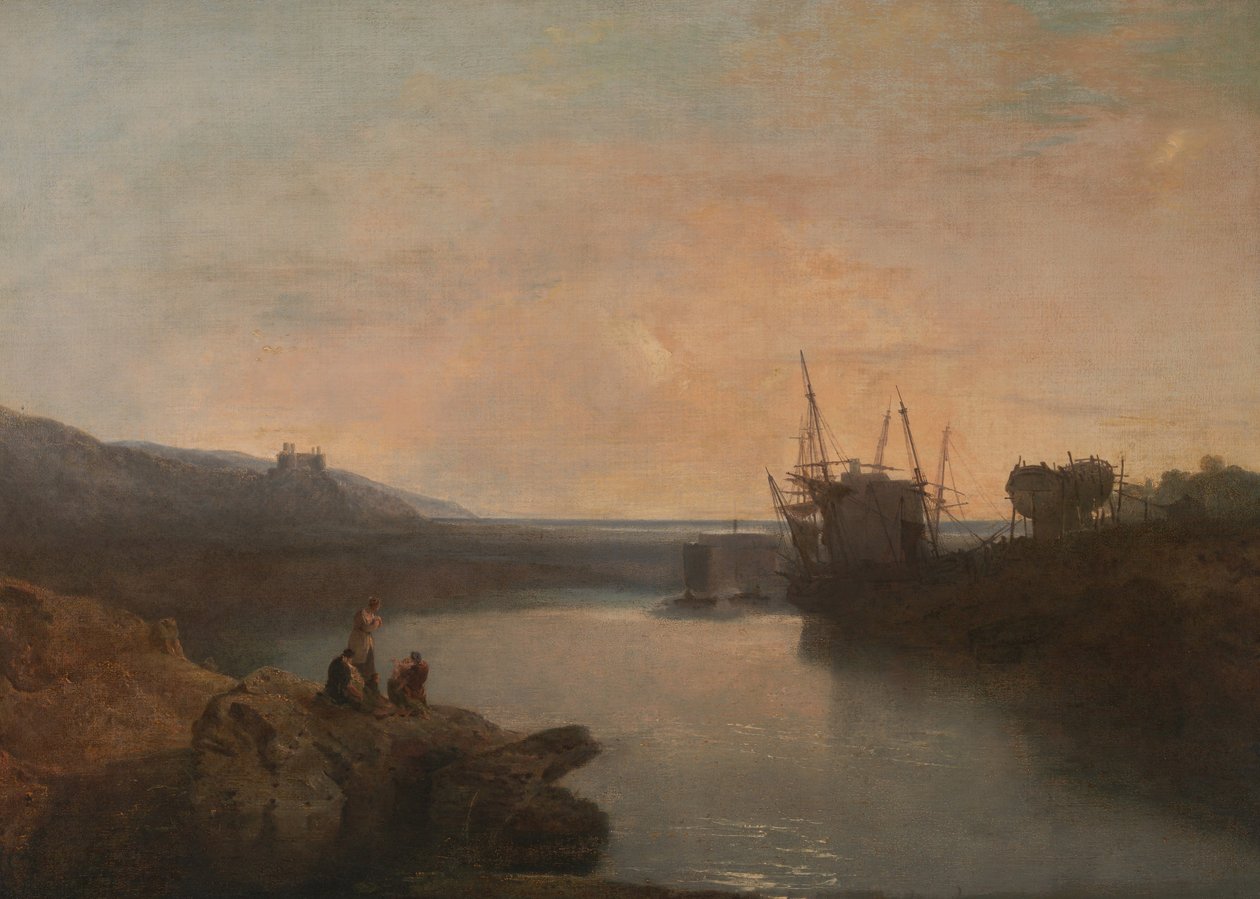 Harlech Castle, fra Twgwyn Ferry, Summers Evening Twilight af Joseph Mallord William Turner