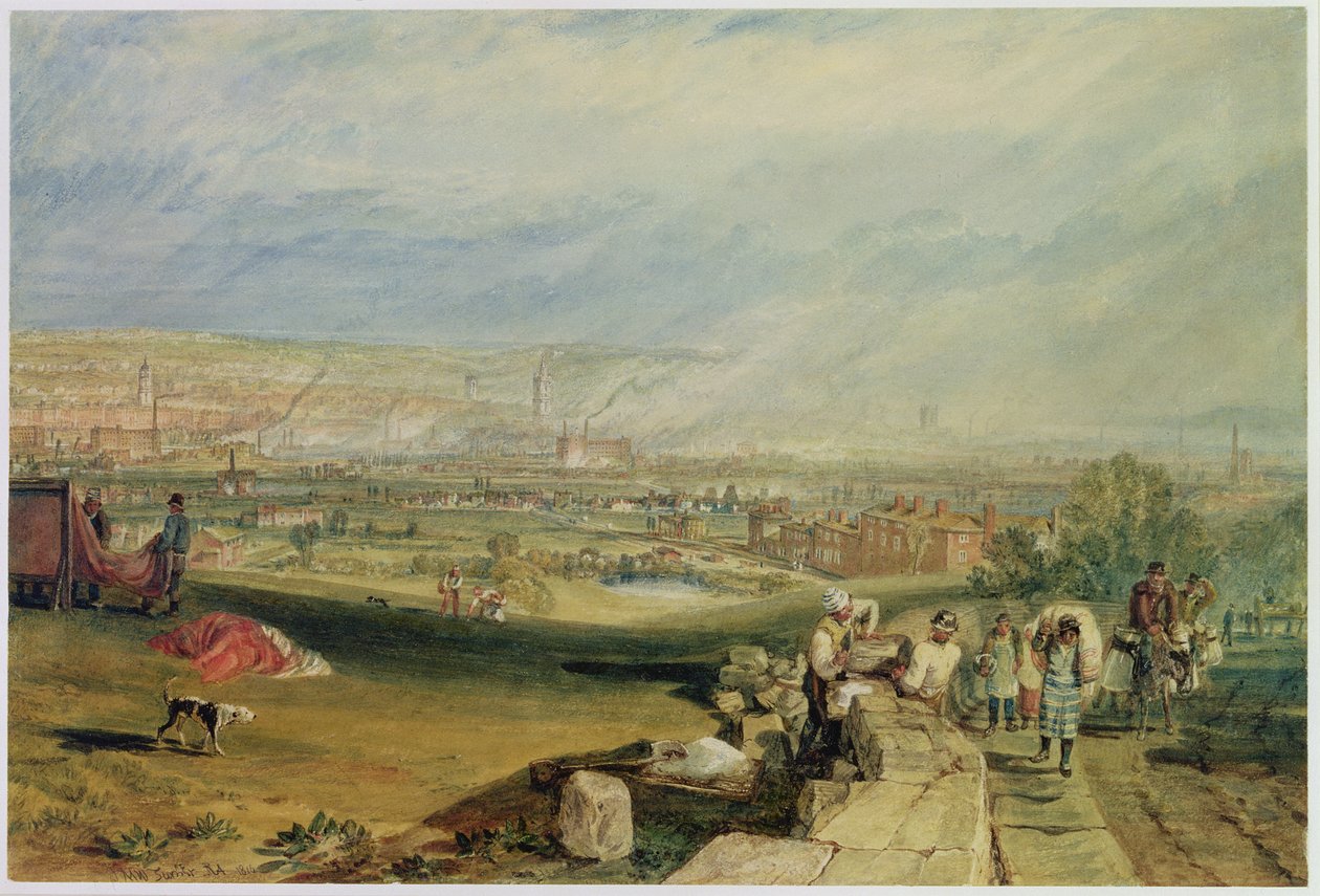 Leeds (wc på vævet papir) af Joseph Mallord William Turner