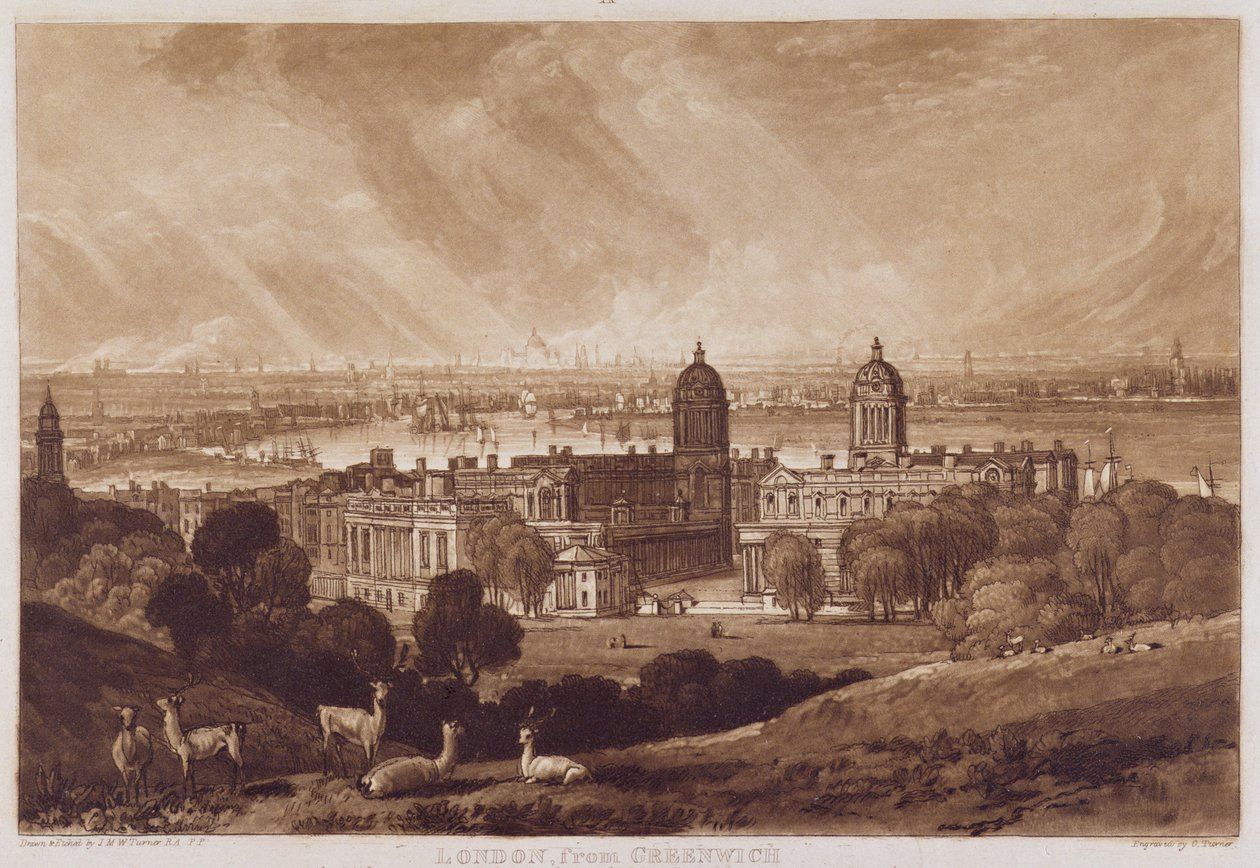 London fra Greenwich, graveret af Charles Turner (1773-1857) 1811 af Joseph Mallord William Turner