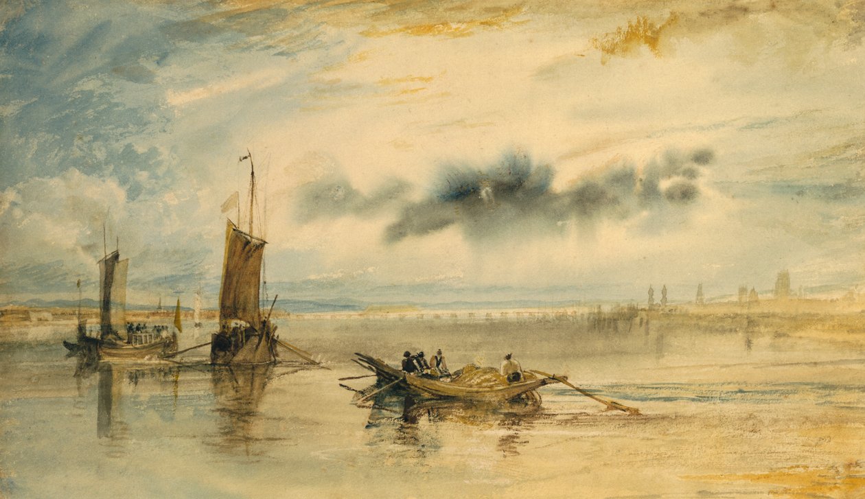 Mainz og Kastell, 1817 (toilet og kropsfarve på papir) af Joseph Mallord William Turner