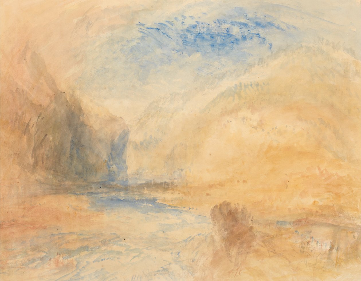 Bjerglandskab med sø af Joseph Mallord William Turner